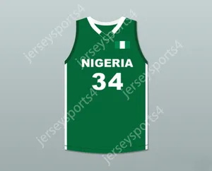 Custom Any Nom Number Mens Youth / Kids Giannis Antetokounmpo 34 Nigeria Green Basketball Jersey Top cousé S-6XL