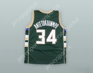 Personalizado cualquier número de nombre para hombres Jóvenes/niños Giannis Antetokounmpo 34 Greek Freak Green Basketball Jersey Top cosido S-6XL