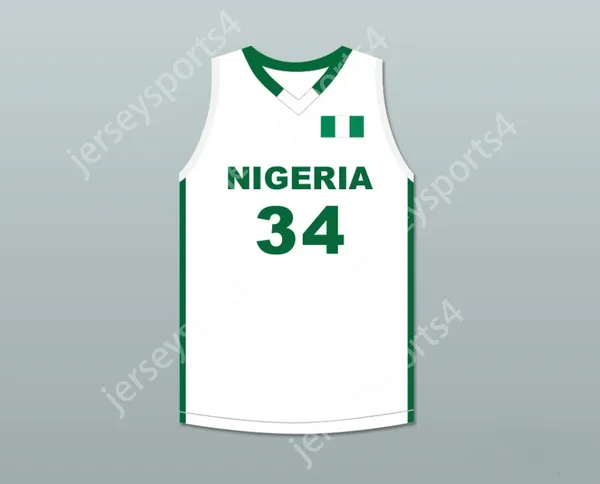 Custom Any Nom Number Mens Youth / Kids Giannis Antetokounmpo 34 Nigeria White Basketball Jersey Top cousé S-6XL