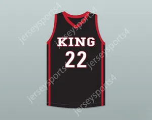 Aangepaste naamnummer Heren Jeugd/Kinderen Kawhi Leonard 22 Martin Luther King High School Wolves Black Basketball Jersey 5 Top gestikte S-6XL