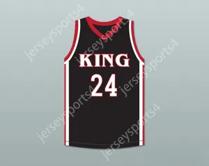 Aangepaste naamnummer Heren Jeugd/Kinderen Kawhi Leonard 24 Martin Luther King High School Wolves Black Basketball Jersey 5 Top gestikte S-6XL