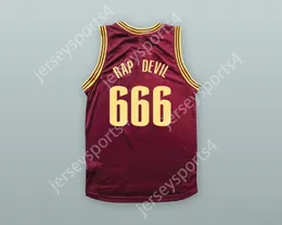 Custom Any Nom Number Mens Youth / Kids Mgk 666 Rap Devil Maroon Basketball Jersey cousé S-6XL