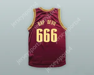Custom Any Nom Number Mens Youth / Kids Mgk 666 Rap Devil Maroon Basketball Jersey cousé S-6XL