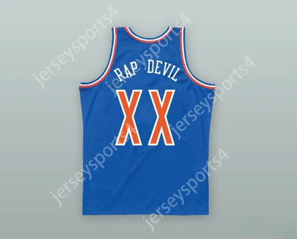 Custom Any Nom Number Mens Youth / Kids Mgk xx Rap Devil Devil Old School Blue Basketball Jersey Top cousé S-6XL