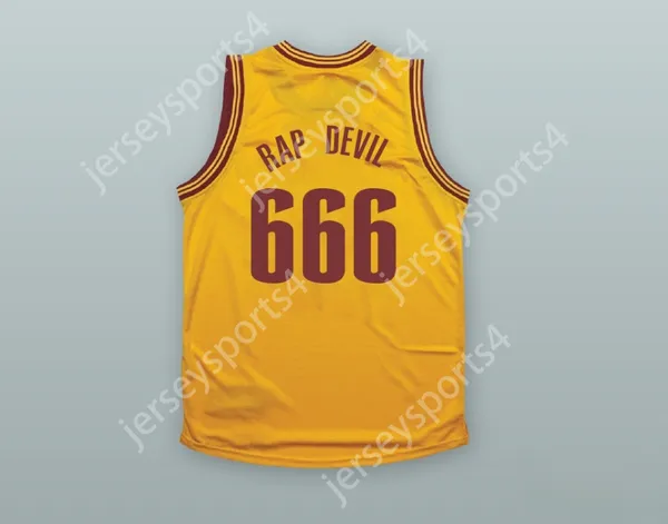 Custom Any Nom Number Mens Youth / Kids Mgk 666 Rap Devil Yellow Basketball Jersey Top cousé S-6XL