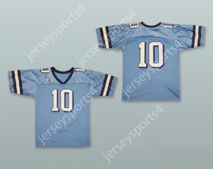 Aangepaste naamnummer Heren Jeugd/Kinderen North Carolina Tar Heels 10 Light Blue Football Jersey Top gestikte S-6XL