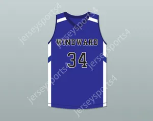 Custom Any Nom Number Mens Youth / Kids Shareef O'Neal 34 Windward School Wildcats Blue Basketball Jersey 2team Stitted S-6XL