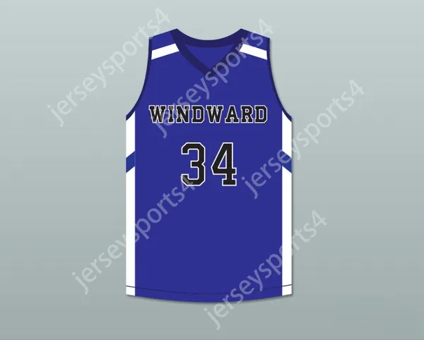 Custom Any Nom Number Mens Youth / Kids Shareef O'Neal 34 Windward School Wildcats Blue Basketball Jersey 1 Top cousé S-6XL