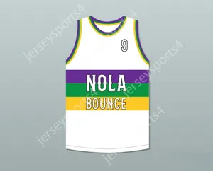 Custom Any Nom Number Mens Youth / Kids Sissy Nobby 9 Nola Bounce White Basketball Jersey Top cousé S-6XL