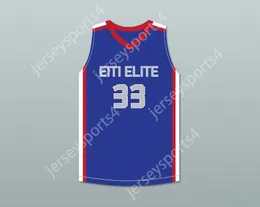 Custom tout numéro de nom pour hommes / enfants Tacko Automne 33 chacun 1 Enseigner 1 Elite AAU Blue Basketball Jersey 1 Top cousé S-6XL