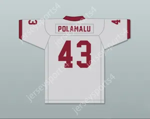 Aangepaste naamnummer Heren Jeugd/Kids Troy Polamalu 43 Douglas High School Trojans Gray Football Jersey 1 Top gestikte S-6XL