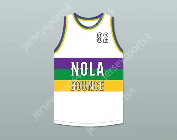 Custom tout numéro de nom Mens Youth / Kids U.N.L.V.92 NOLA BOUNDE BLANC BASKETBALL TOP TOP SITTÉ S-6XL