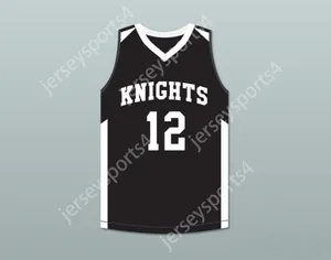 Custom elk nummer heren jeugd/kinderen ja morant 12 crestwood high school ridders zwarte basketbal jersey 1 top gestikt s-6xl