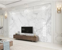 Personnalisé toute taille 3D papier peint mural moderne minimaliste Jazz blanc marbre décor à la maison TV fond décoration murale peinture fonds d'écran