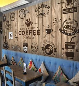 Custom Any Taille 3D mur mural fond d'écran rétro Nostalgique Bois Grain Café peintures murales de salon