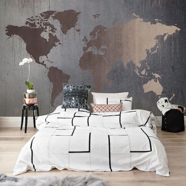 Personalizado cualquier tamaño 3D murales de pared papel tapiz Retro mapa del mundo abstracto gran Mural impermeable lienzo pintura papeles decoración del hogar