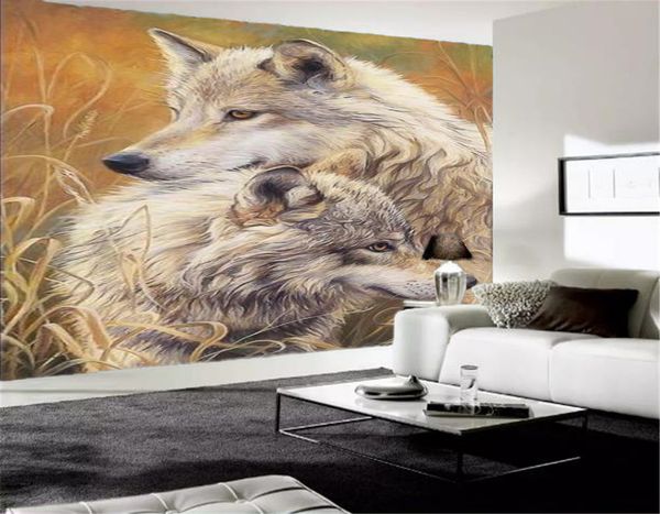 Papel tapiz 3d personalizado de cualquier tamaño Fondos de pantalla HD ecológicos de varios dormitorios de la sala de estar Sly Fierce Wolf