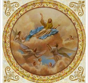 Aangepast Elk maat Angel Prayer Europees Marmeren Patroon Zenith Fresco 3D Plafond Muurschilderingen Wallpaper