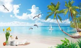 Custom Any Size Beach Mural 3D Fond d'écran 3D Papiers muraux pour TV Backprop Natural 3D Wallpapers3873137