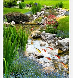 Personnalisé n'importe quelle taille papier peint Mural arrière jardin petite rivière eau 3D carrelage peinture en trois dimensions TV toile de fond chambre Photo papier peint