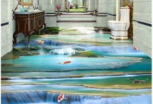Custom elke maat muurschildering behang landschap waterval, water, 3D-vloertegel, driedimensionale schilderijTV achtergrond slaapkamer foto muur papier 3