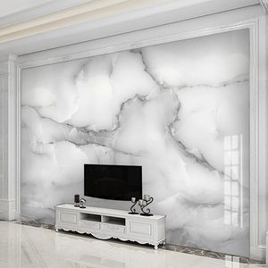 Custom elke maat muurschildering behang moderne 3d marmeren muur papier woonkamer tv sofa restaurant eenvoudige achtergrond muur schilderij muurschildering