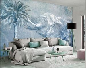 Custom Elke maat Muurschilderingen Wallpaper 3D Stereo Tropische Rainforest Eleph Wall Painting Woonkamer TV Sofa Slaapkamer Achtergrond Wall Papel de Parede