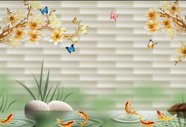 Personnalisé toute la taille photo 3D Fond Mur Magnolia Papillon moderne papier peint pour salon