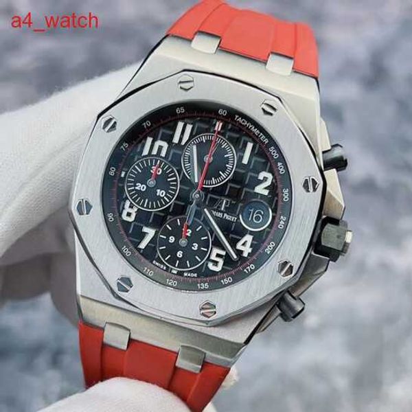 Regarder de bracelets AP personnalisé Royal Oak Series Offshore 26470st Classic First Generation Vampire Black Plate Red Needle 42mm Automatic Mechanical Mens Watch