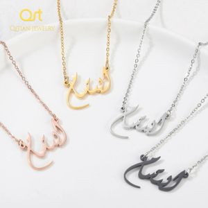 Aangepaste Arabische naam Ketting voor vrouwen personaliseren islamitische Arabische sieraden hanger Gold roestvrijstalen moslimchoker voor mannen 240410