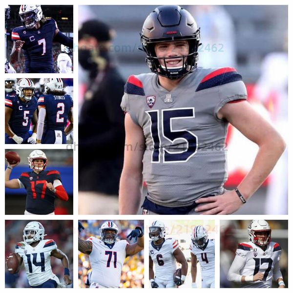 Maillot de football universitaire personnalisé des Wildcats de l'Arizona 48 Rob Gronkowski 8 Drake Anderson 6 Michael Wiley 43 Dalton Johnson 8 Nick Foles 15 Will Plummer hommes femmes jeunes