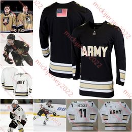 Custom Army Black Knights Hockey Jersey - Gepersonaliseerd naamnummer gestikt zwart goud