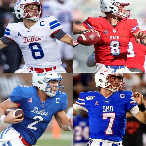 Maillots de football SMU Mustangs authentiques personnalisés n'importe quel nom n'importe quel numéro hommes femmes jeunes tous cousus Shane Buechele Xavier Jones James Proche Patrick Nelson