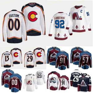 CUSTOM Avalanche Cale Makar 2022 Maillot rétro inversé Colorado Darcy Kuemper Gabriel Landeskog Nathan Kinnon Nazem Kadri Lehkonen Erik Jo 5538