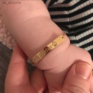 Aangepaste baby naam armband RVS verstelbare baby peuter kind ID armband gepersonaliseerde meisje jongen verjaardag BFF Jewerly L230620