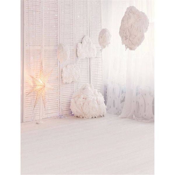 Fondo de fotografía personalizado para Baby Shower, suelo de madera, estrella brillante, cortina blanca pura, ventana, fondos interiores para estudio fotográfico