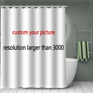 Custom Bamboo Shower Curtain Polyester Fabric Bath Curtain Waterproof With Hook For Bathroom