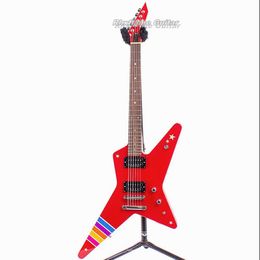 Aangepaste BanG Dream Poppin'Party-serie KASUMI TOYAMA sig. Model RANDOM STAR Kasumi III LED elektrische gitaar LED-licht Sterinleg Esdoornhals Palissander toets