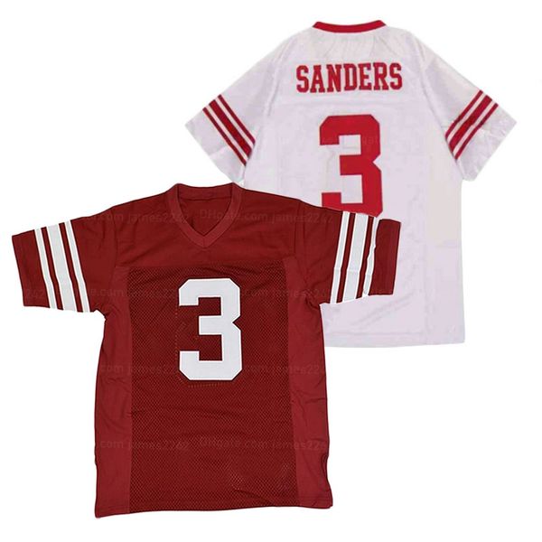 Custom Barry Sanders 3 # Jersey de football au lycée Ed White Red tout numéro de nom Taille S-4xl Top Quality