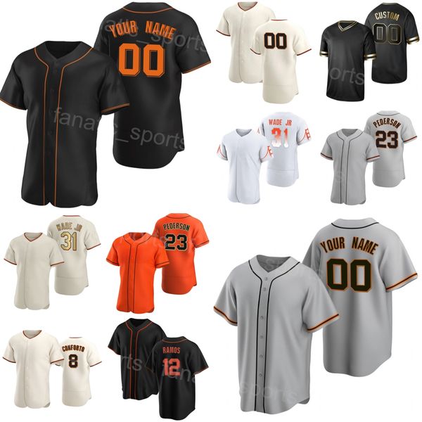 Baseball personnalisé 31 LaMonte Wade Jr Jersey 2 Blake Sabol 23 Joc Pederson 21 Joey Bart 12 Heliot Ramos 8 Michael Conforto Cool Base Pull cousu Homme Enfants Femme J-R