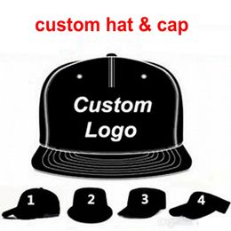 Capas de béisbol de béisbol personalizadas Ajustable Flat Brimmed Hip Hop Snapbacks Snapbacks Sombreros Cúbas ajustados Logotipo de impresión de bordado para adultos Menchos Niños Tamaño de cualquier color disponible