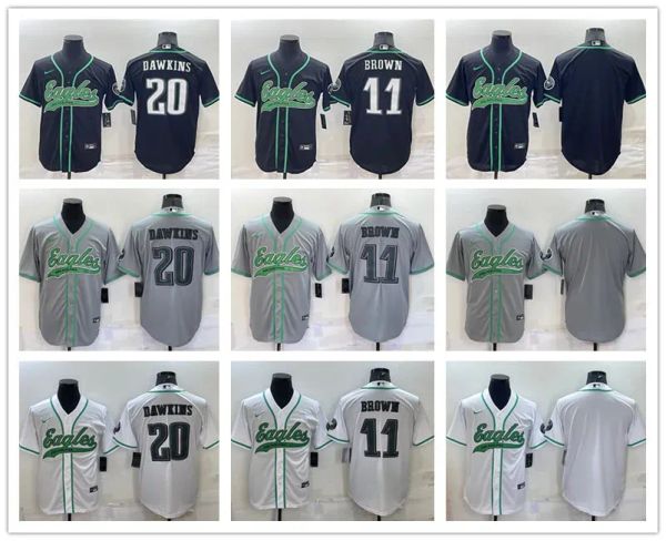 Jersey de pied de base de baseball personnalisé Philadelphiaaglesmen A. J. Brown # 11 Brian Dawkins # 20 Cool Base Ed