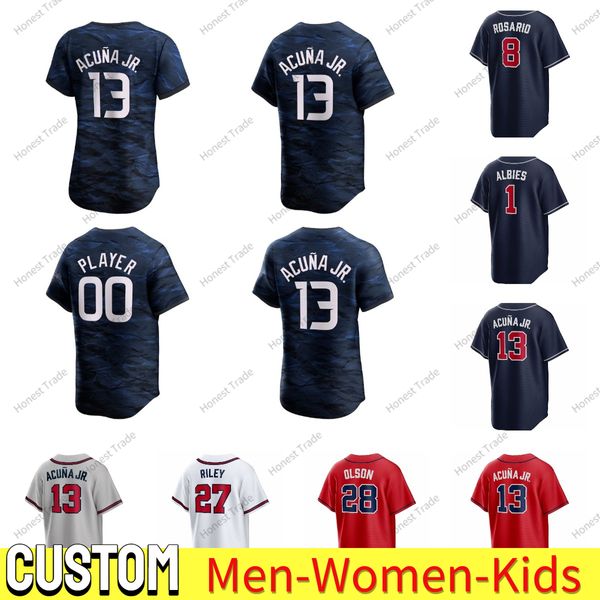 Camiseta de béisbol personalizada 99 Spencer Strider Bijan Robinson Dale Murphy Matt Olson Harris II Hank Aaron Ozzie Albies Chipper Jones Acuña Jr. ALL Star Hombres Niños Mujeres