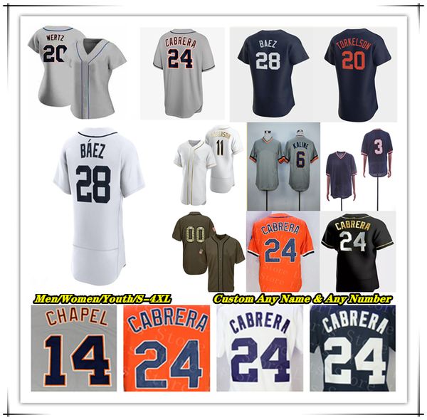 Jersey de béisbol personalizado Jake Rogers Kerry Carpenter Jonathan Schoop Michael Orenzen Matthew Boyd Eduardo Rodríguez Al Kaline Zack Tigres cortos Prince Fielder