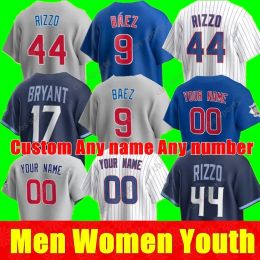 Aangepaste honkbal Jersey mannen vrouwen jeugd Chicago''Cubs''9 Javier Baez Anthony Rizzo Chicagos Willson Contreras Kris Bryant Ryne Sandberg Cubs Jason