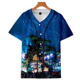Custom Baseball Jersey Mens Knoppen Homme T-shirts 3D Printing Overhemd Streetwear Tees Shirts Heup Hop Kleding Voor en Achterafdruk 040