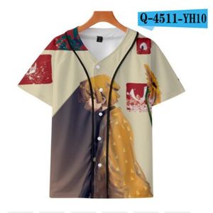 Custom Baseball Jersey Mens Knoppen Homme T-shirts 3D Printing Overhemd Streetwear Tees Shirts Hip Hop Kleding Voor- en Achterafdruk 063