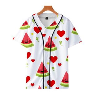 Personnalisé Baseball Jersey Hommes Boutons Homme T-shirts Impression 3D Chemise Streetwear T-shirts Chemises Hip Hop Vêtements Avant et Arrière Imprimer 049