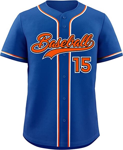 Maillot de baseball personnalisé maillots de broderie à la main cousus personnalisés hommes femmes jeunes n'importe quel nom n'importe quel numéro surdimensionné mélangé expédié bleu avec orange 2605024