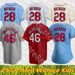 Custom Baseball Jerseys 2021 2022 S-4XL 28 NOLAN Arenado Jersey 46 Paul Goldschmidt 4 Yadier Molina 1 Ozzie Smith Dexter Fowler Ba